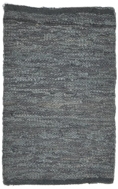 Winnie Leather Cowhide Charcoal Rug 2X3 Modern Hand Woven Scandinavian Solid