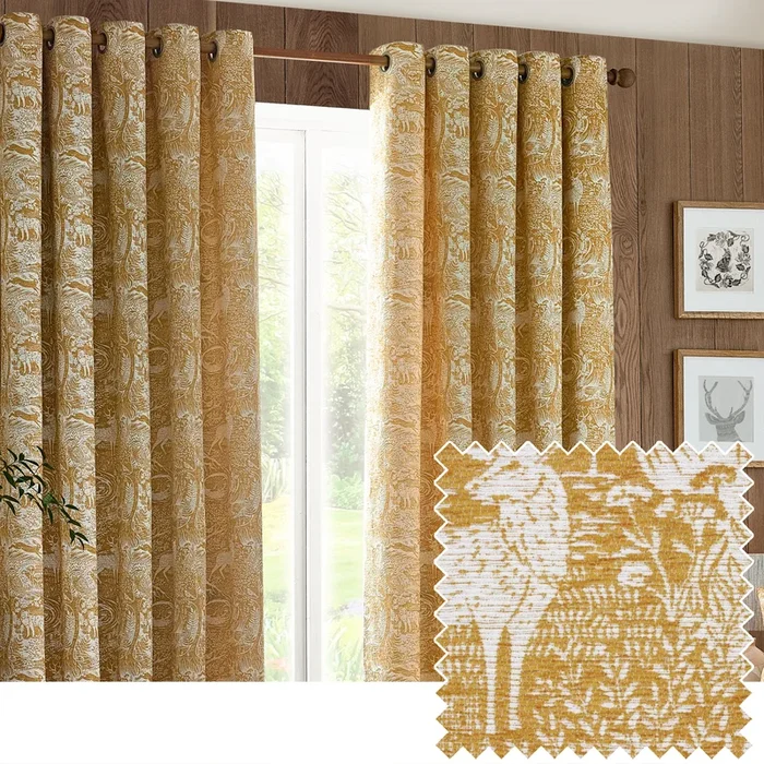 WINTER WOODS 228X182 EYELET CURTAINS OCHRE