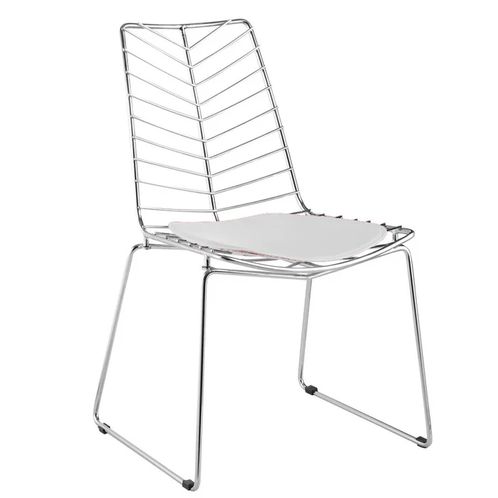 Wire Leaf Chair, White, Faux Leather