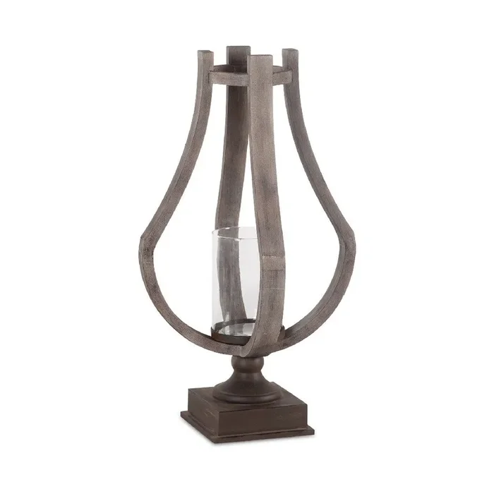 Wood Tabletop Hurricane – Large (#K2359)