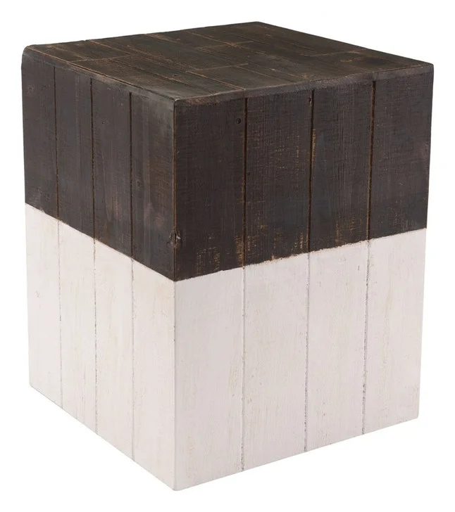 Wooden Square Garden Seat Brn & Wht, 16615