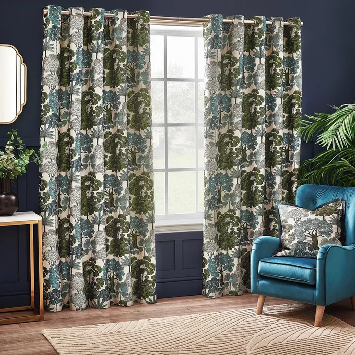 WOODLANDS 229X183 EYELET CURTAINS GREEN