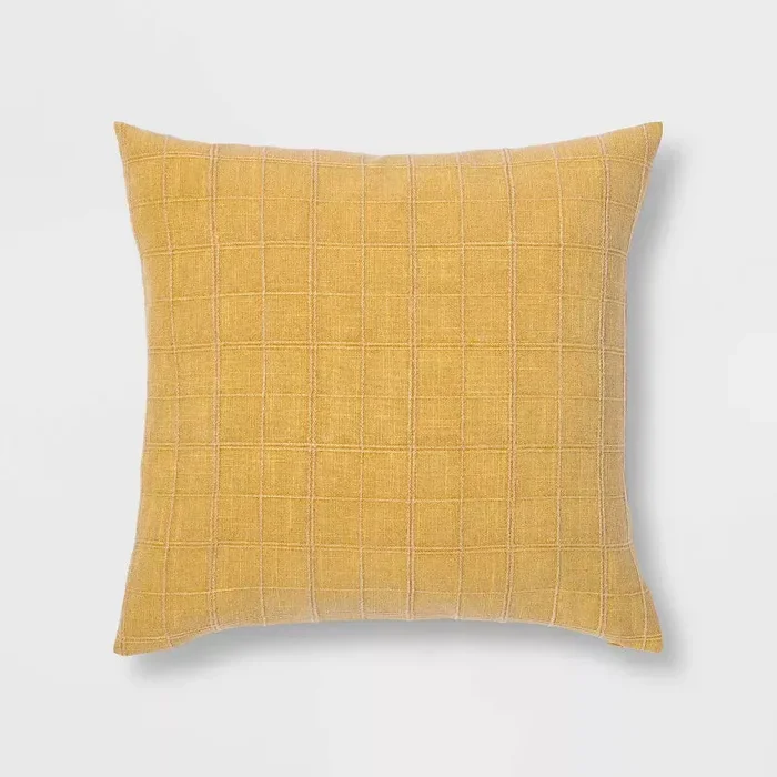Woven Washed Windowpane Throw Pillow, final cut