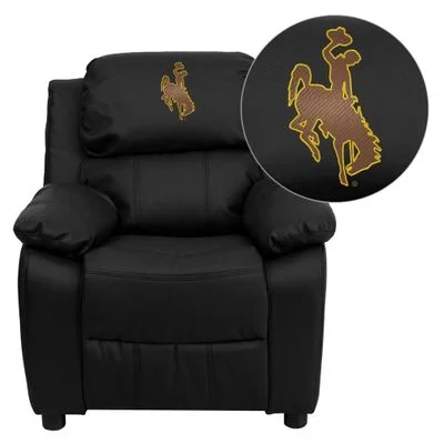 Wyoming Cowboys & Cowgirls Black Leather Kids Recliner – BT-7985-KID-BK-LEA-40020-EMB-GG