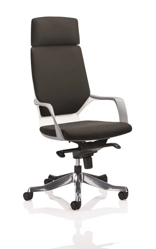 Xenon Executive White Shell High Back Black Fabric With Headrest