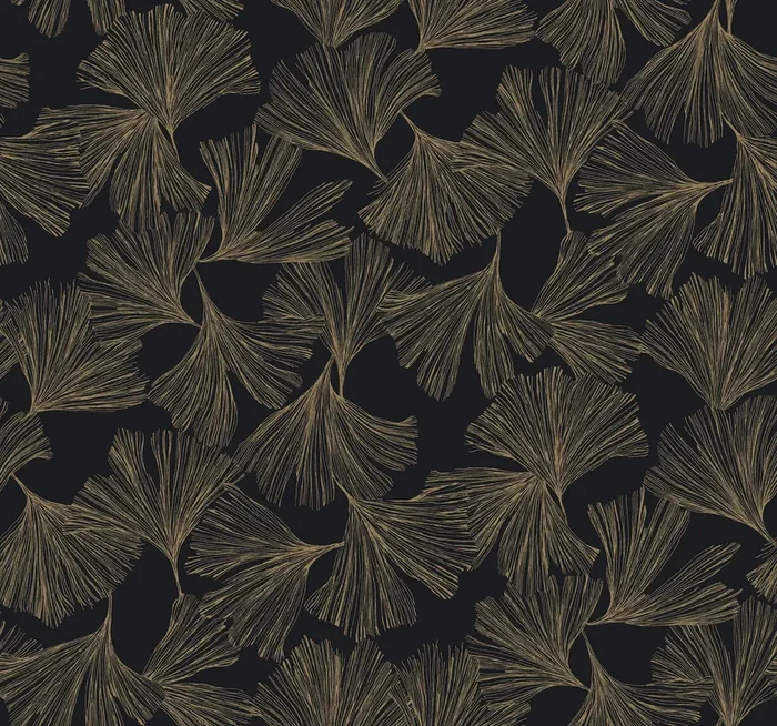 York DD3742 Gingko Toss Black Wallpaper
