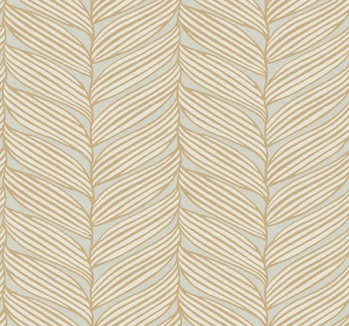 York Wallcoverings Antonina Vella Modern Metals Second Edition Luminous Leaves Neutral and Gold Wallpaper Tropical Beiges – MD7162