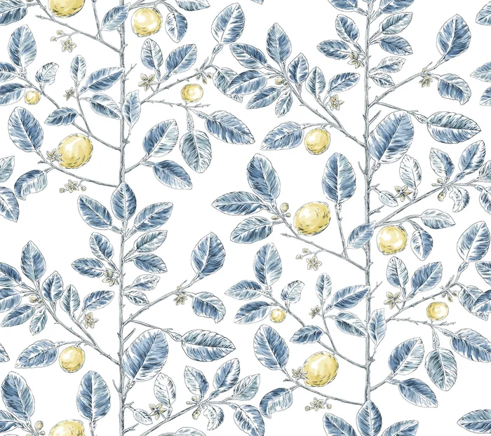 York Wallcoverings Toile Resource Library Limoncello Toile Blue Wallpaper Modern Toile Blues – RT7913