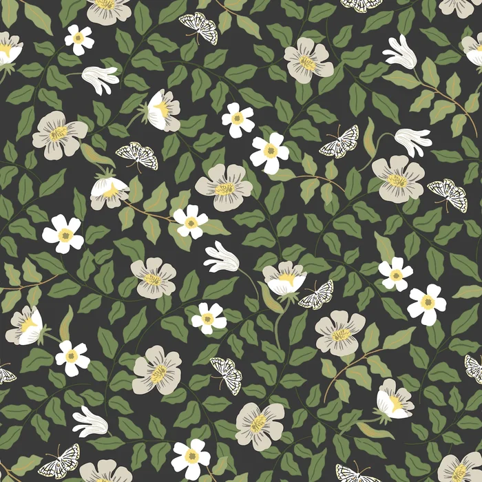York Wallcoverings Wildlife Primrose Off White and Black Peel and Stick Wallpaper Florals and Flowers Whites and Off-Whites Wallpaper – PSW1315RL