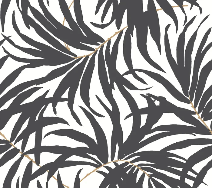 York Wallcoverings York Premium Peel + Stick Bali Leaves Black Peel and Stick Wallpaper Bohemian Blacks Wallpaper – PSW1029RL
