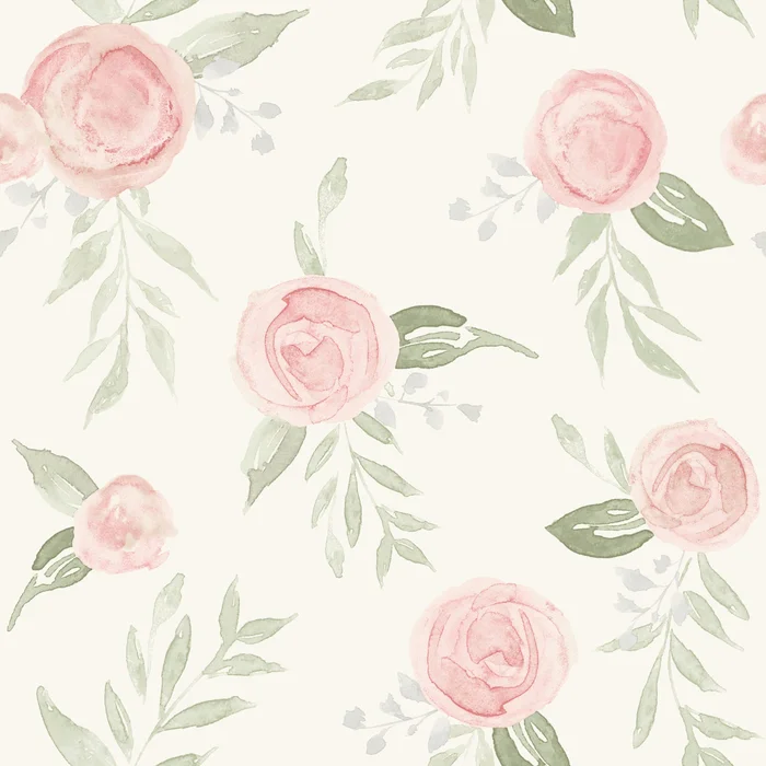 York Wallcoverings York Premium Peel + Stick Magnolia Magnolia Home Watercolor Roses Coral Peel and Stick Wallpaper Botanical Oranges Wallpaper – PSW1013RL