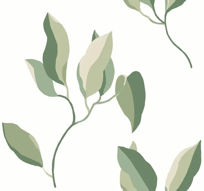 York Wallcoverings ZM2872 Brushwork Branches Leaf Green Wallpaper