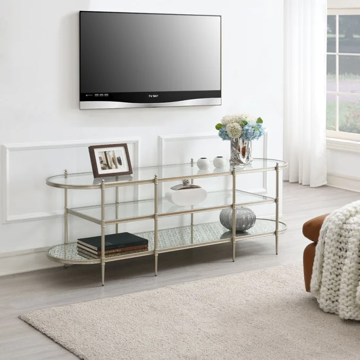 Zaba – TV Stand – Glass Top & Silver