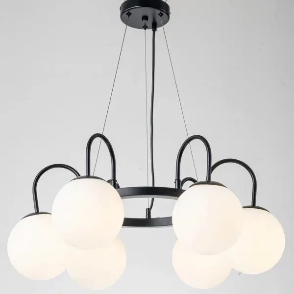 Zade 6 – Light Dimmable Wagon Wheel Modern Glass Bubble Chandelier