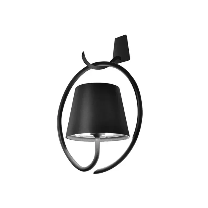 Zafferano Poldina dark gray battery Wall LED lamp with hook