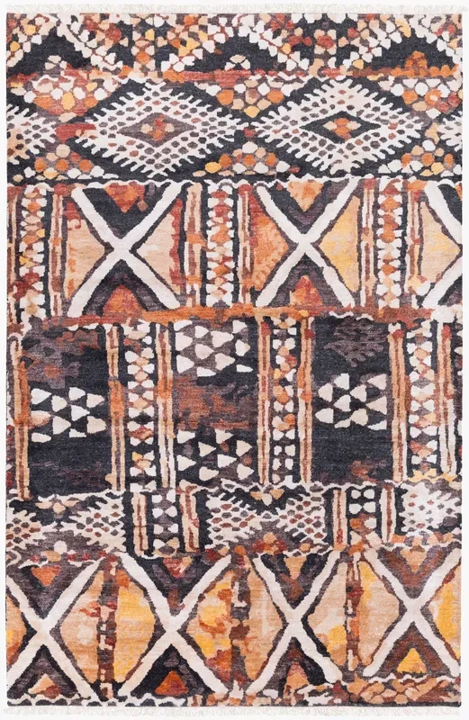 Zambia ZAM-1001 4′ x 6′ Handmade Faux Silk Area Rug
