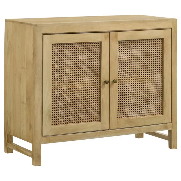 Zamora – 2-Door Wood Accent Cabinet With Woven Cane – Natural