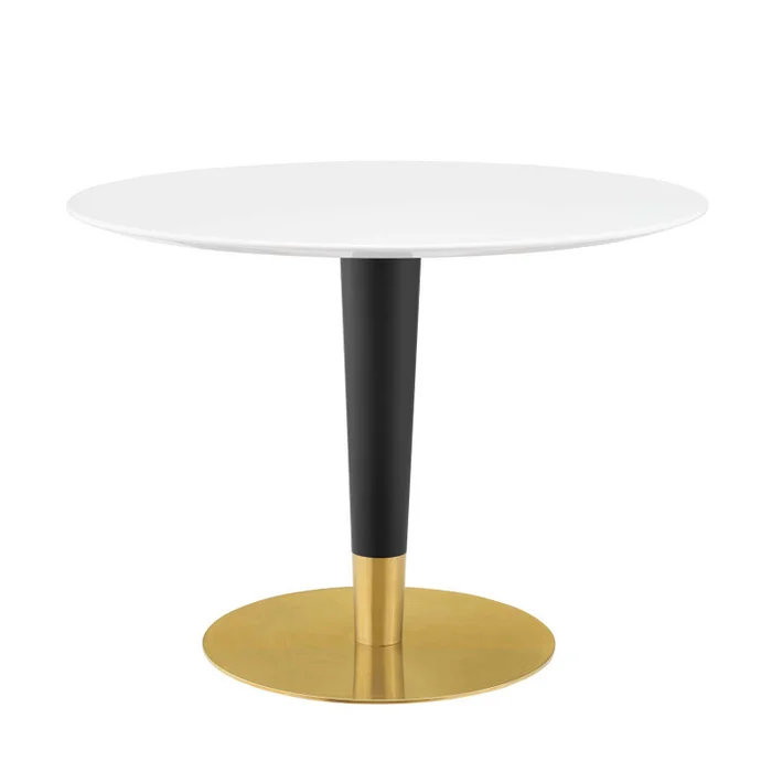 Zinque 40″ Dining Table, Wood, Metal Steel, Gold White, 20894