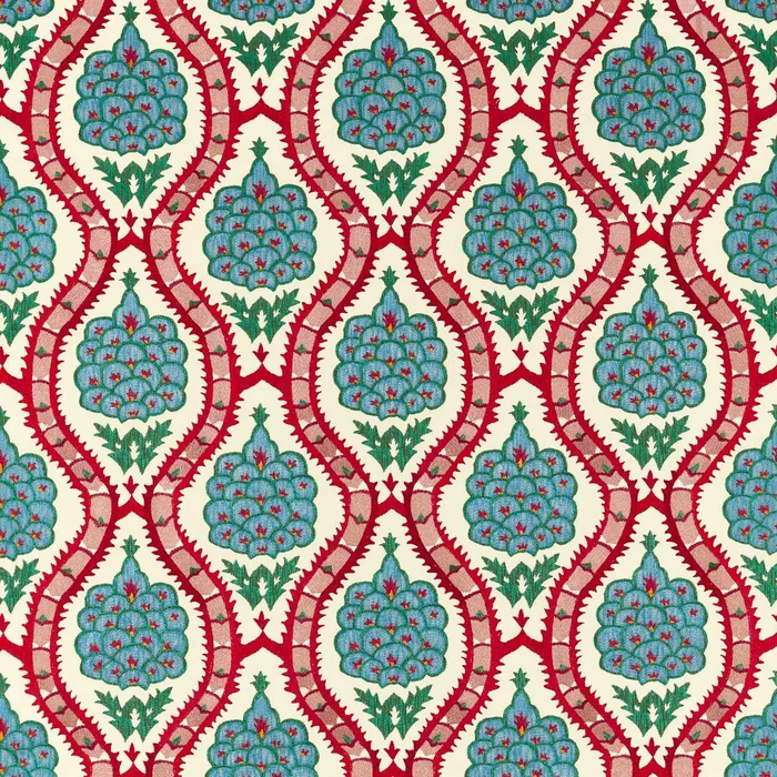 ZOFFANY Anar Trellis Fabric Geometric Serpentine,Crimson – ZCOT333294