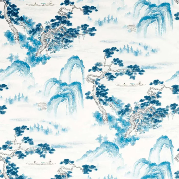ZOFFANY Floating Mountains Fabric Leaves , Trees Indigo – ZHIF322725