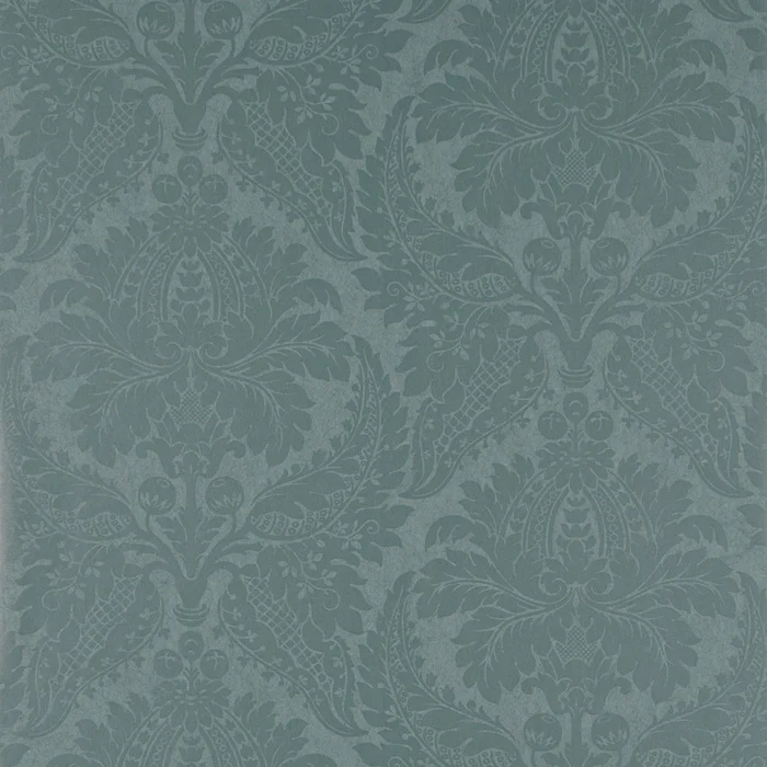 ZOFFANY Malmaison Damask Wallpaper Damasks Teal Rotary Printed Wallpaper – ZCON311998
